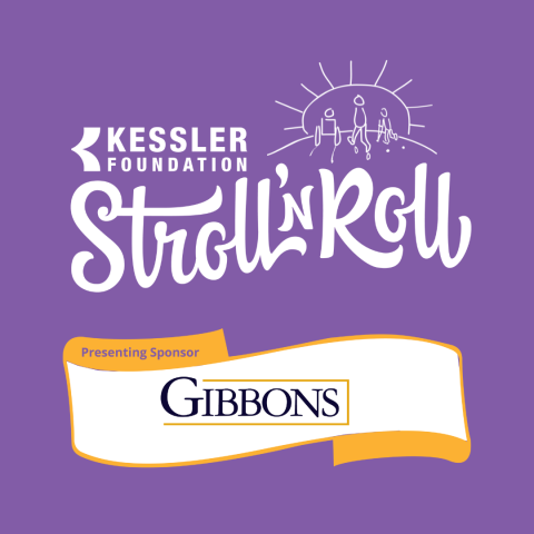 White Kessler Foundation log with Stroll 'N Roll and Sponsor Gibbons